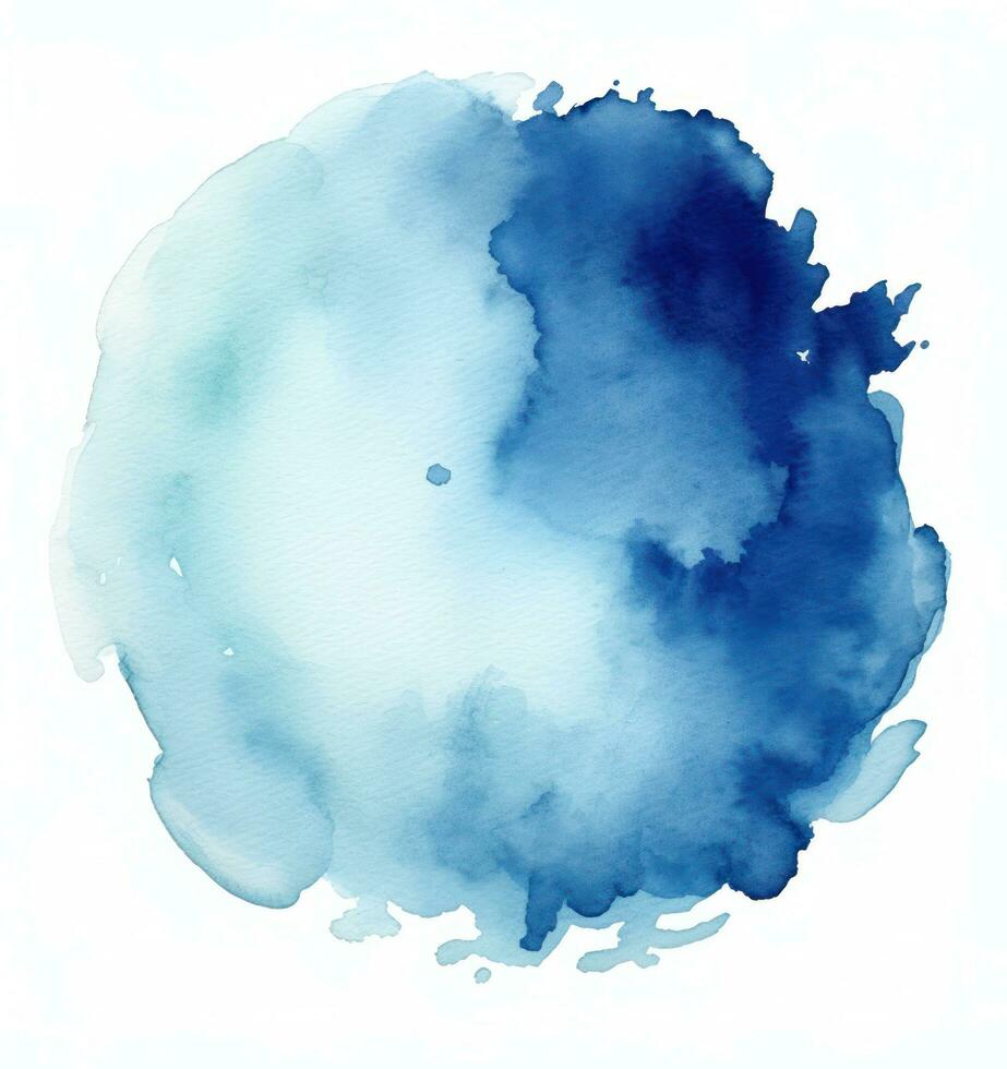 Blue watercolor paint spot photo