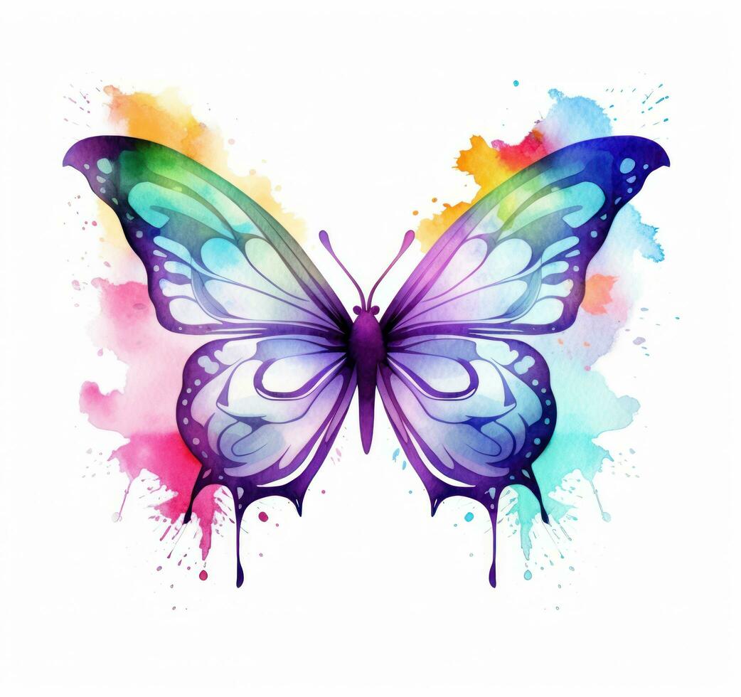 Watercolor butterfly isolated photo