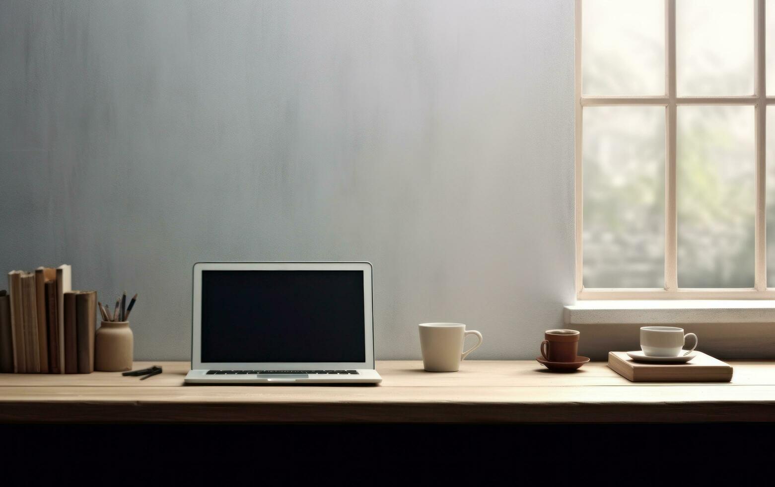 An empty blank desktop screen in the office photo