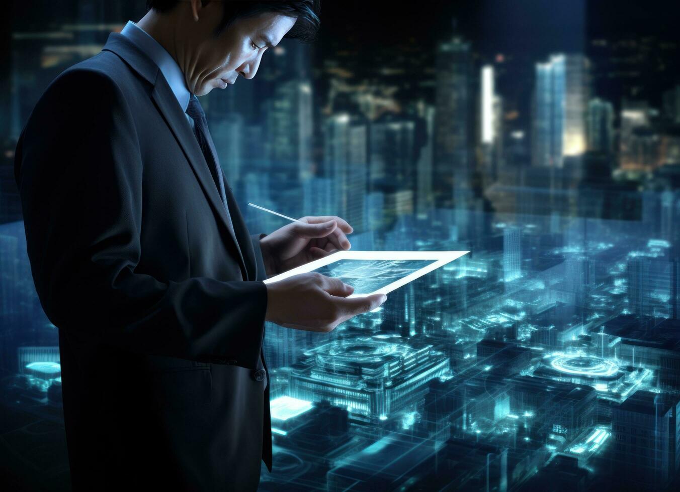 Business man with tablet photo
