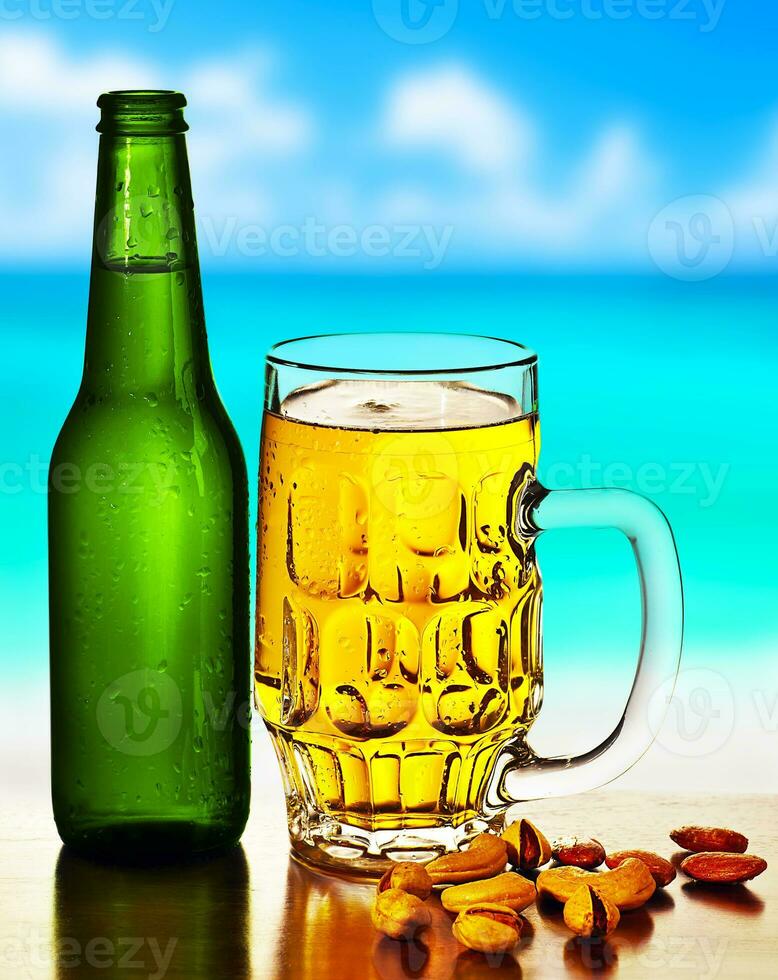 Cold beer on the beach photo