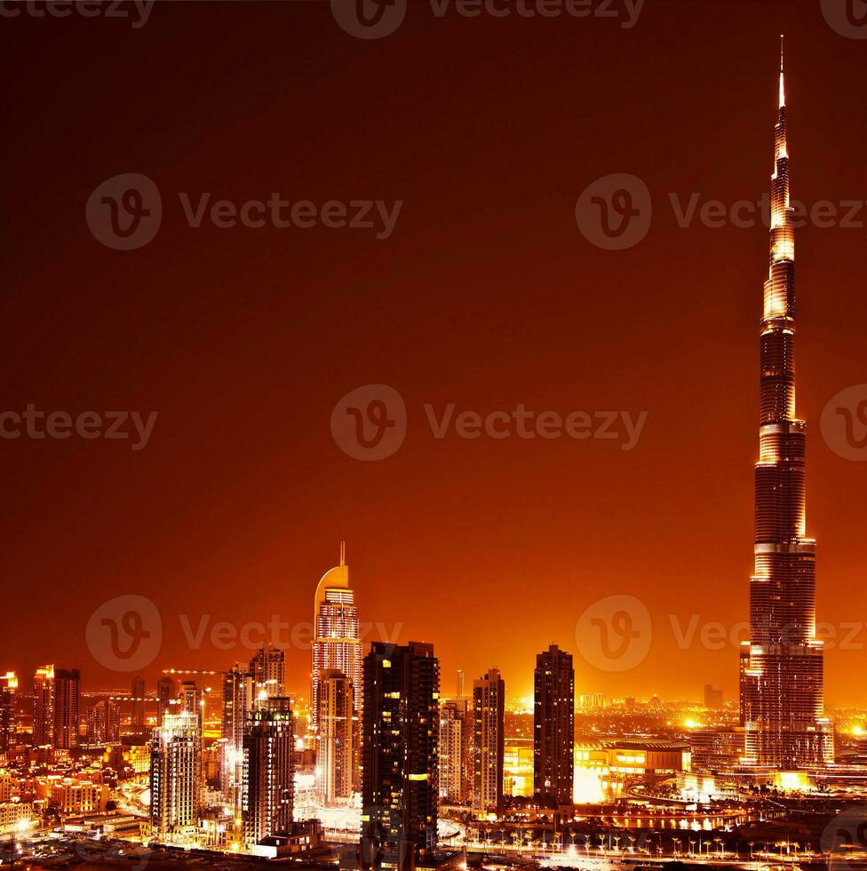 Dubai downtown on sunset photo