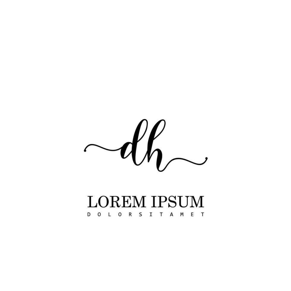 DH Initial Handwriting Template Design vector