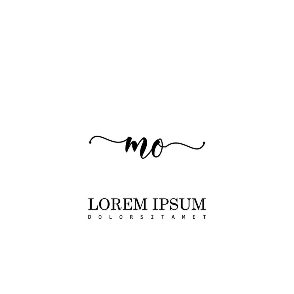 MO Initial Handwriting Template Design vector