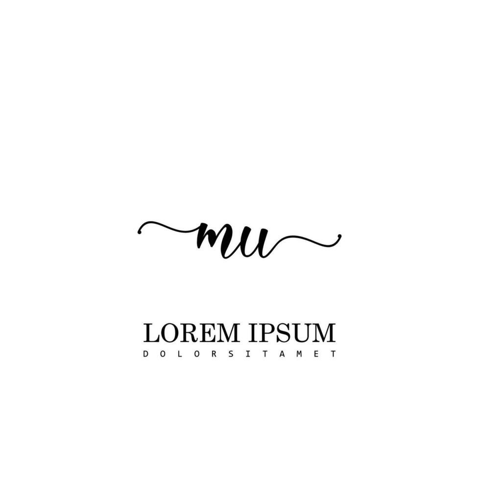 MU Initial Handwriting Template Design vector