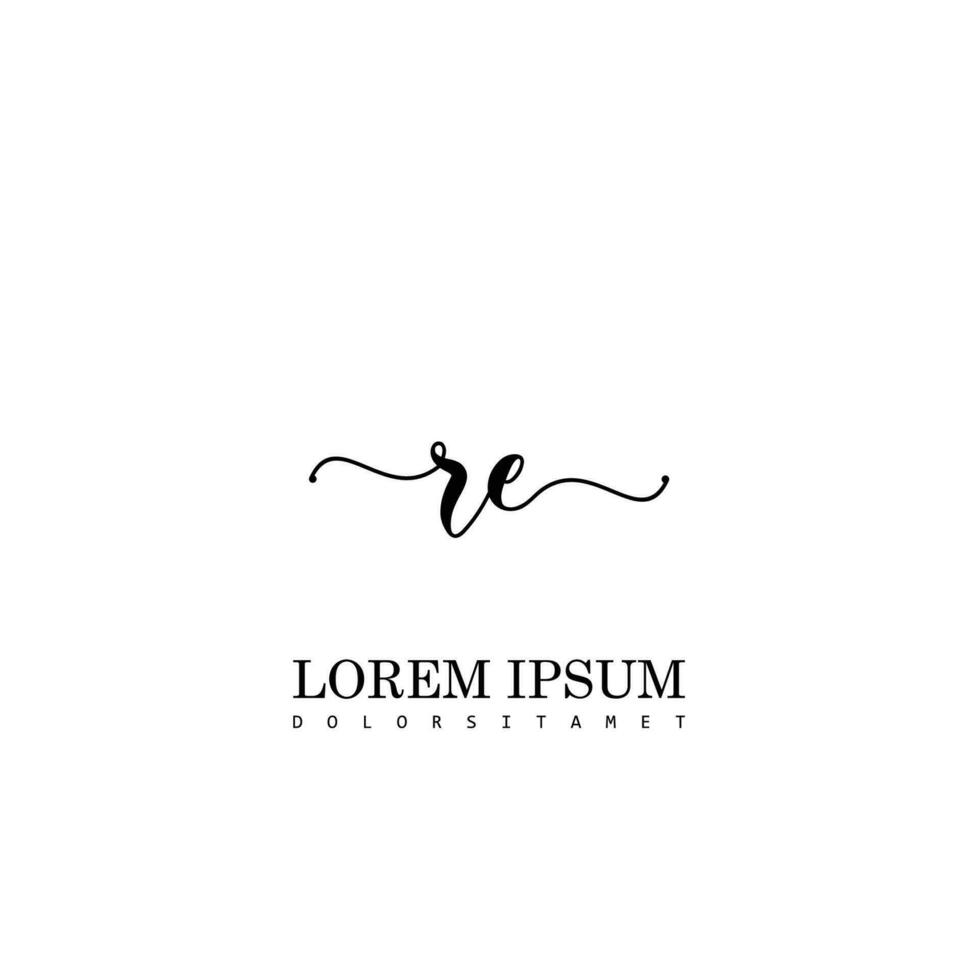 RE Initial Handwriting Template Design vector