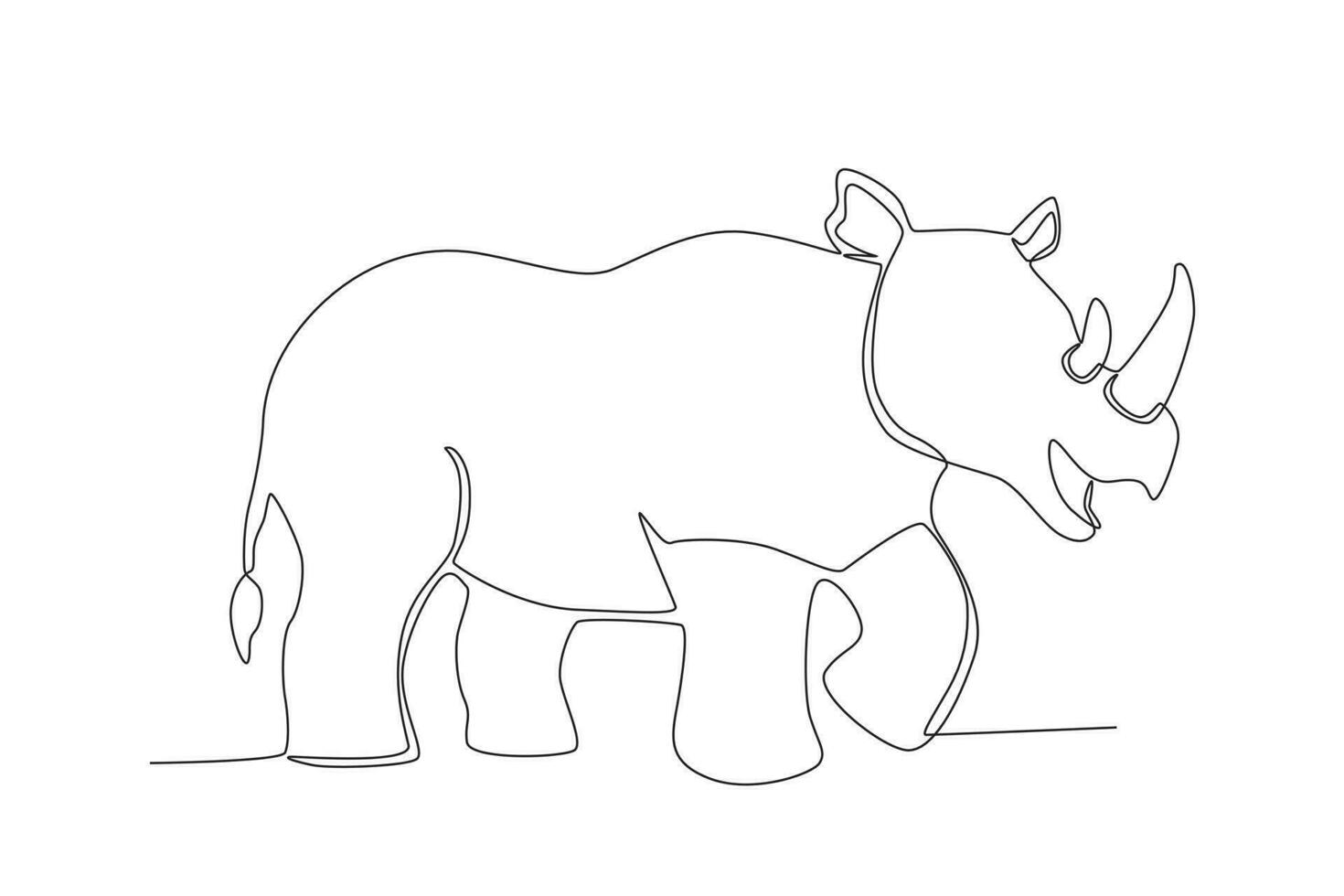One line drawing of a Tow-horned rhino. Trendy continuous line vector design graphic illustration Vector Format