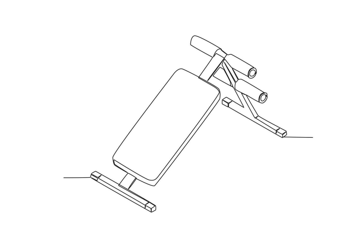 Flat icon of a single continuous line drawing of bench abdominal. Outline symbol for web or mobile app design. Dumbbell outline pictogram. Single line drawing vector graphic