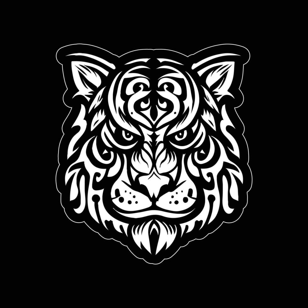 Tiger face sticker black and white for printing vector