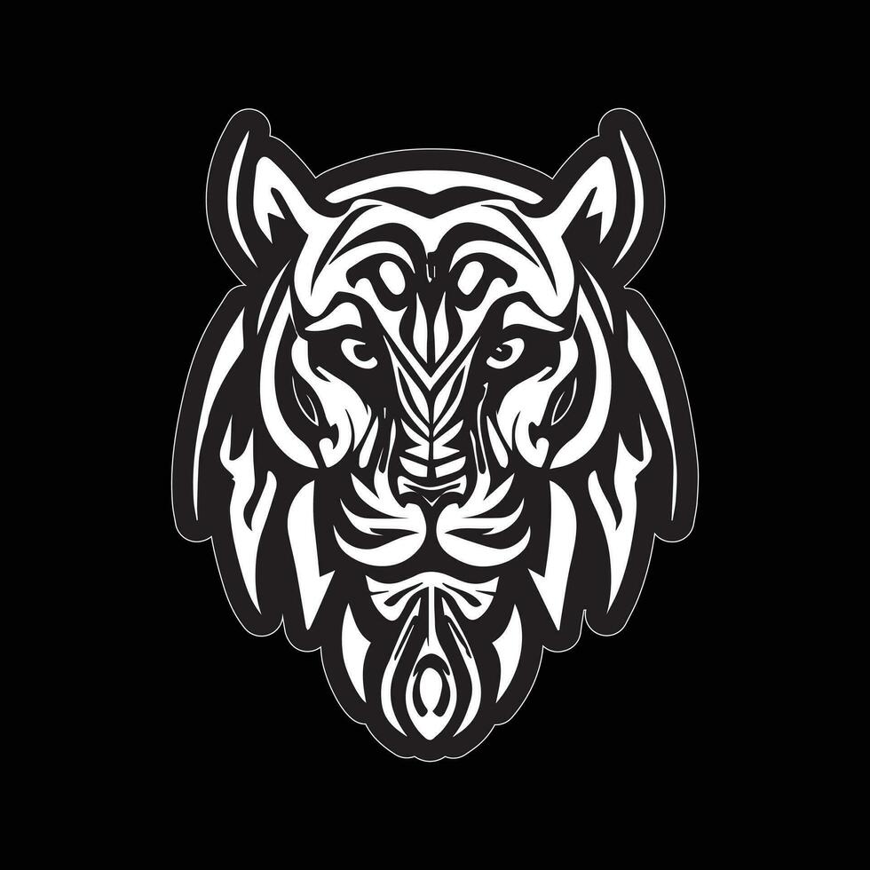 Tiger face sticker black and white for printing vector