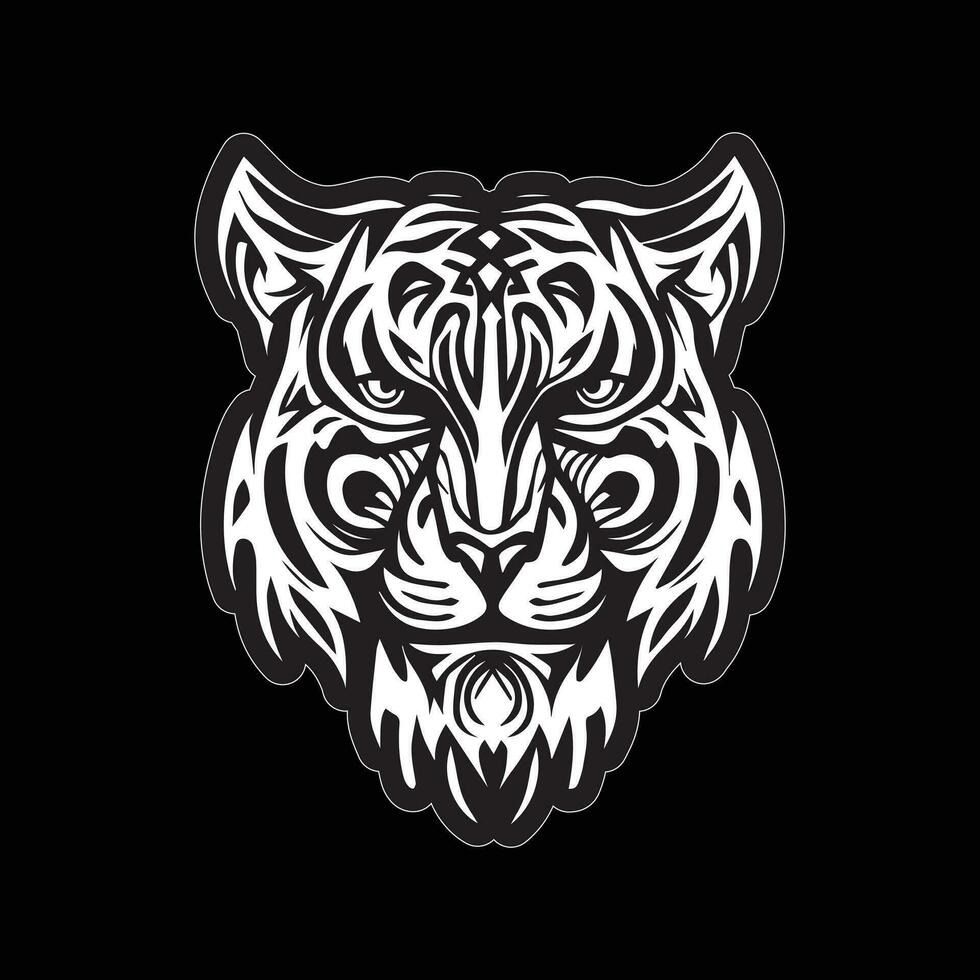 Tiger face sticker black and white for printing vector