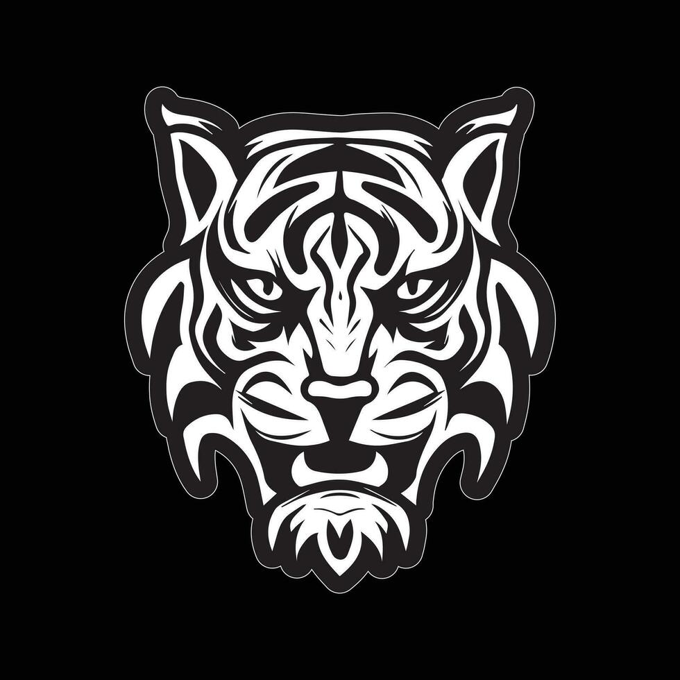 Tiger face sticker black and white for printing vector
