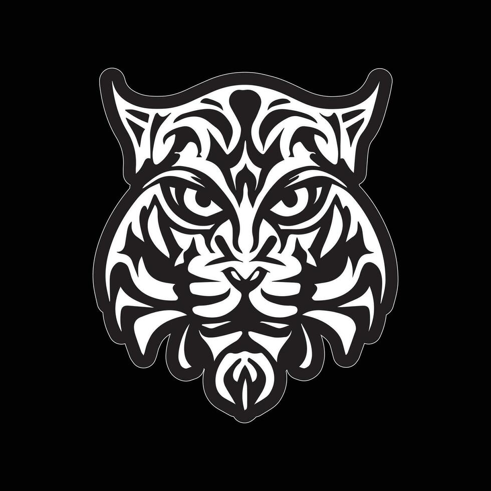 Tiger face sticker black and white for printing vector