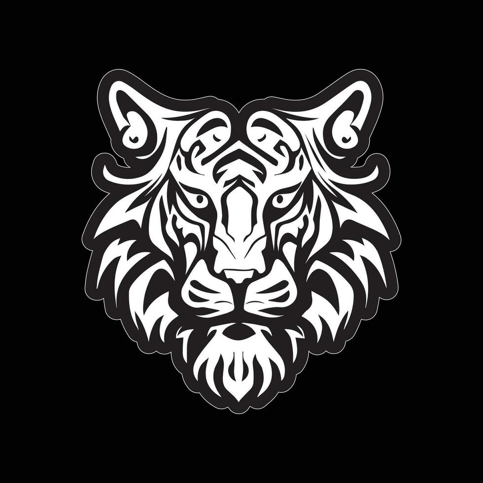 Tiger face sticker black and white for printing vector