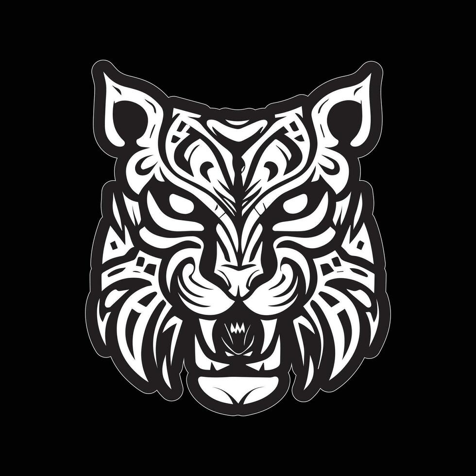 Tiger face sticker black and white for printing vector