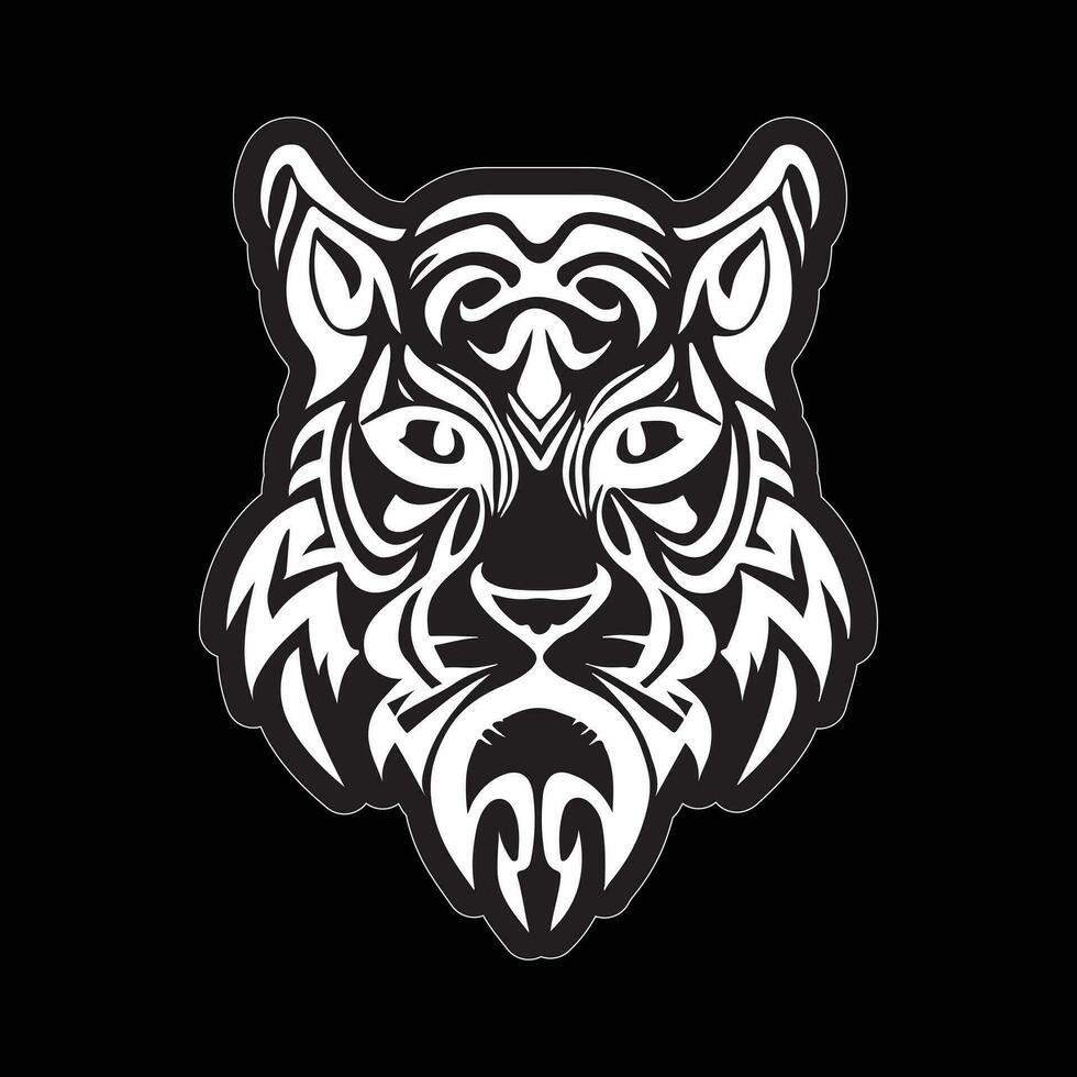 Tiger face sticker black and white for printing vector