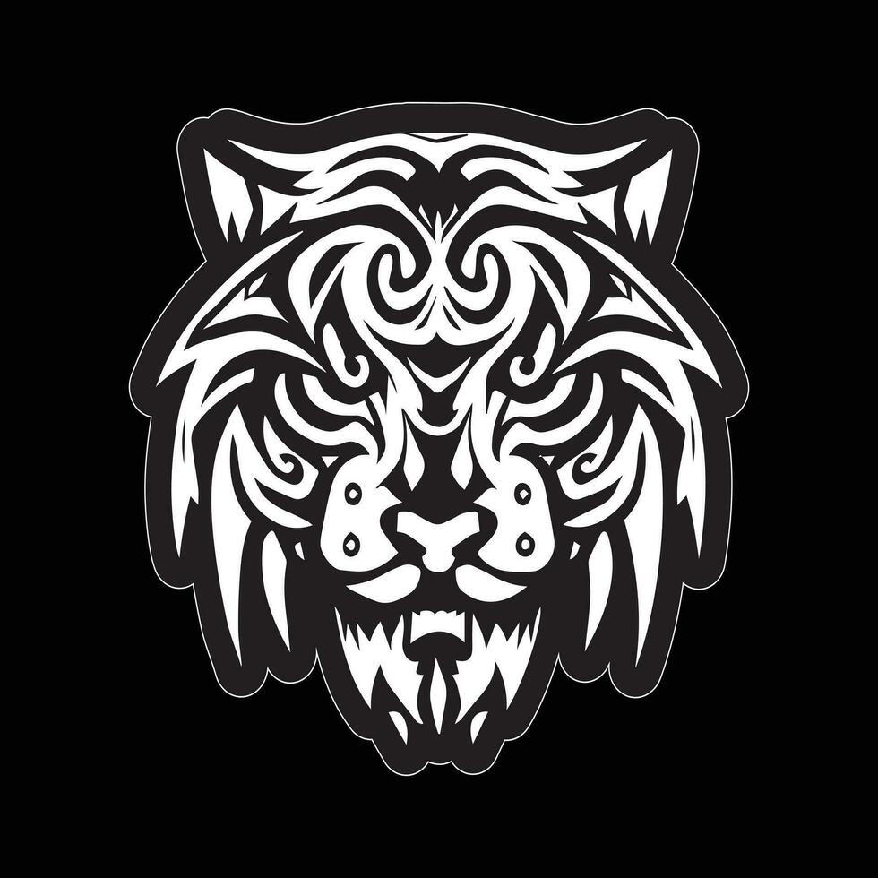 Tiger face sticker black and white for printing vector