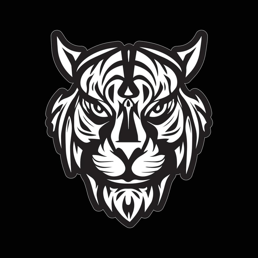 Tiger face sticker black and white for printing vector