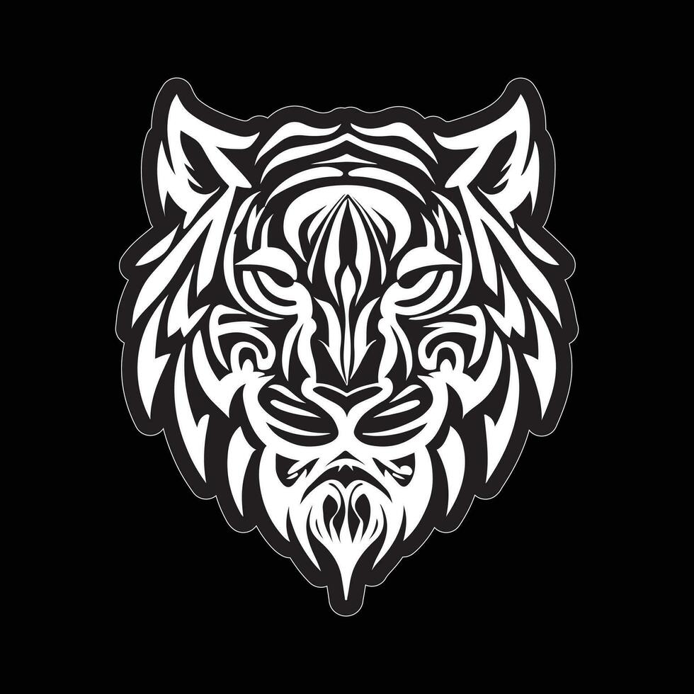 Tiger face sticker black and white for printing vector