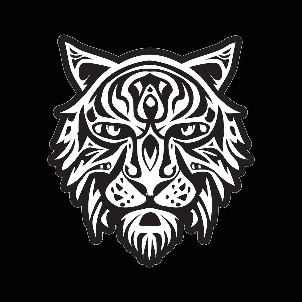 Tiger face sticker black and white for printing vector
