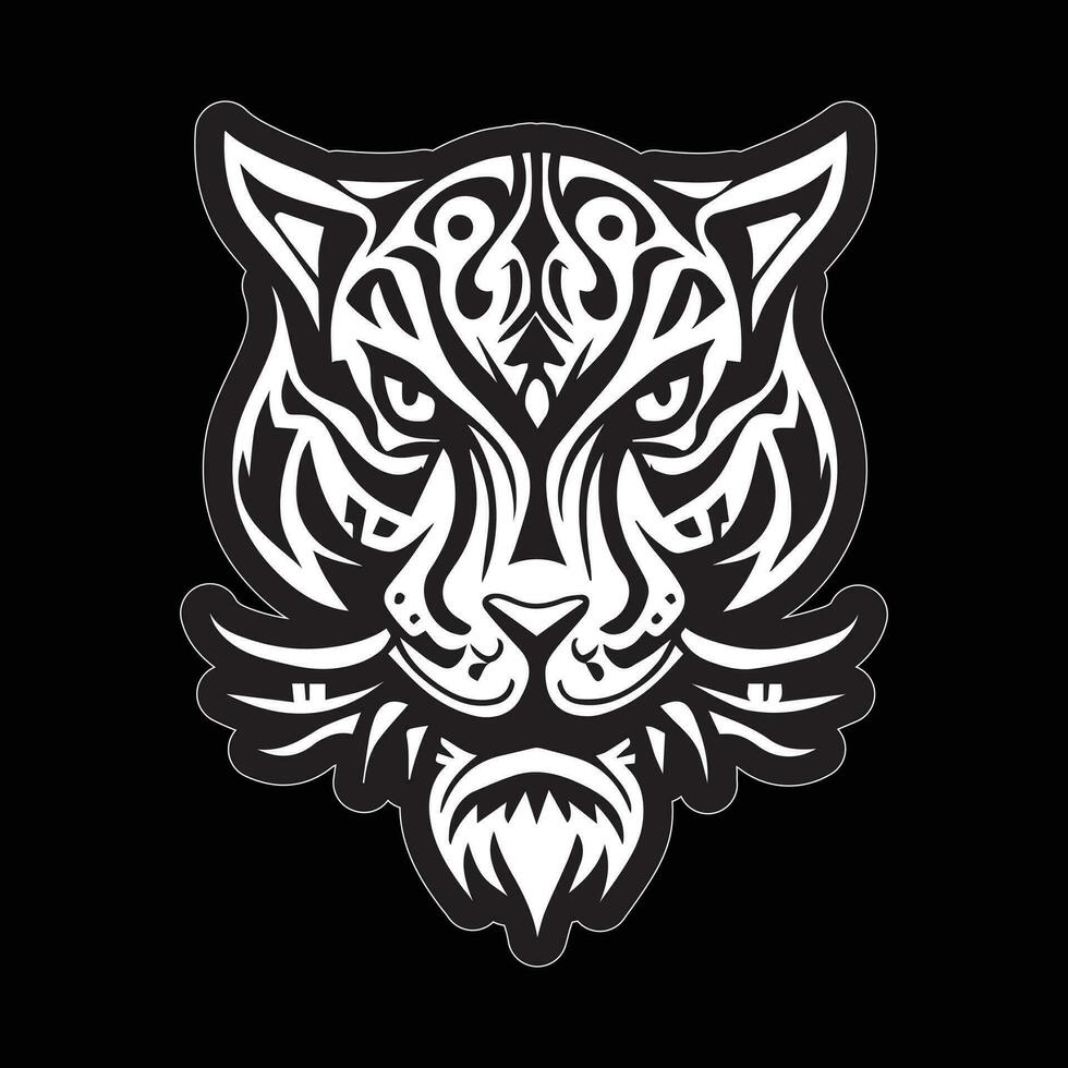 Tiger face sticker black and white for printing vector