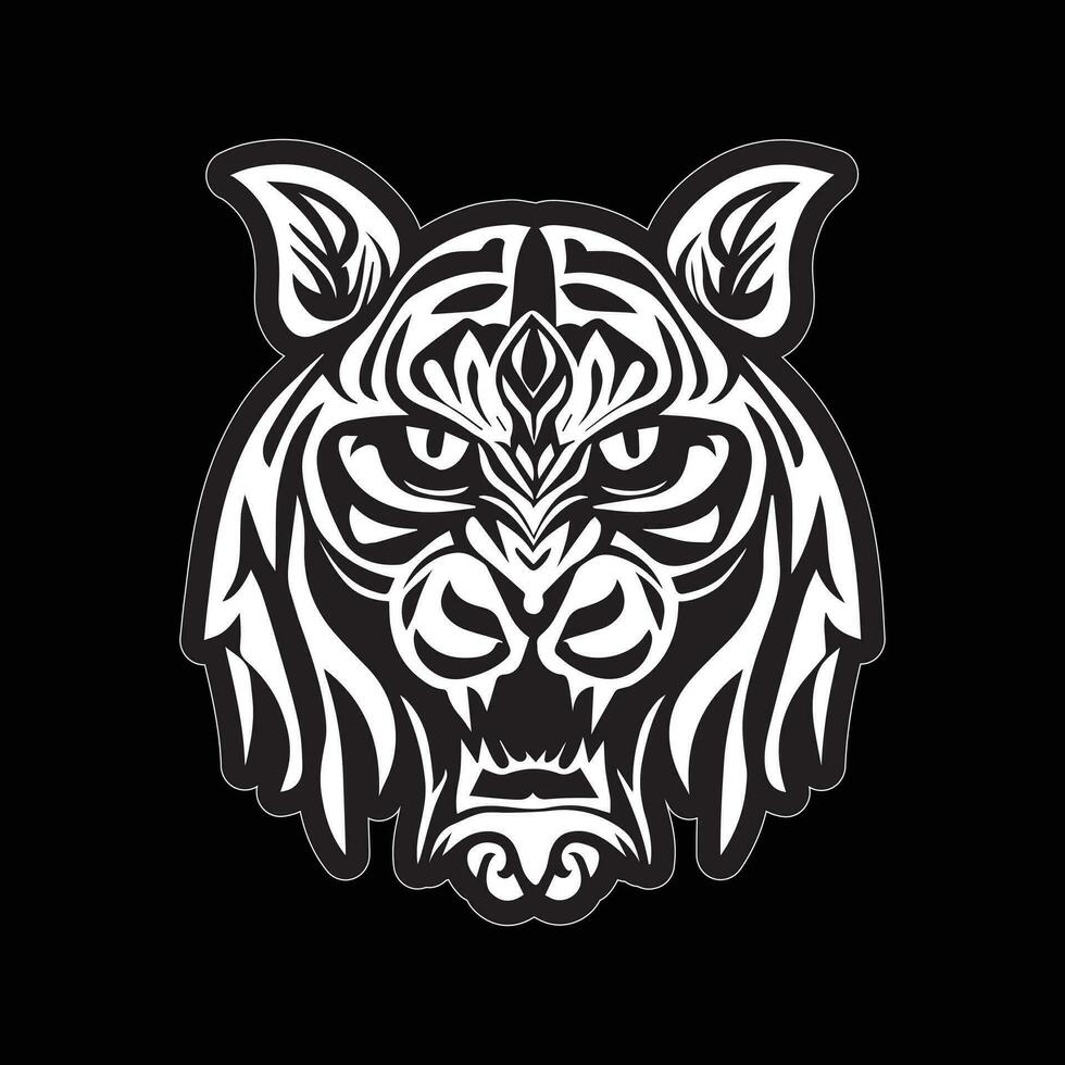 Tiger face sticker black and white for printing vector