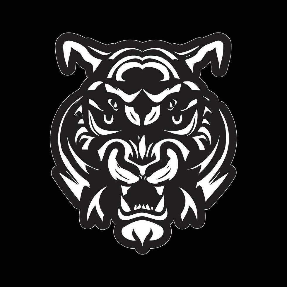 Tiger face sticker black and white for printing vector