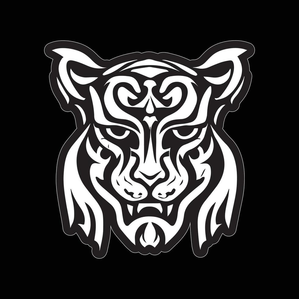 Tiger face sticker black and white for printing vector