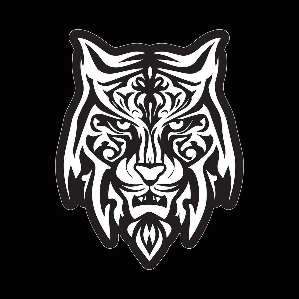 Tiger face sticker black and white for printing vector