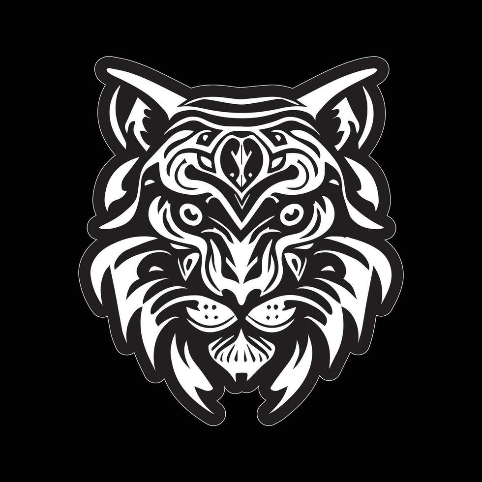 Tiger face sticker black and white for printing vector