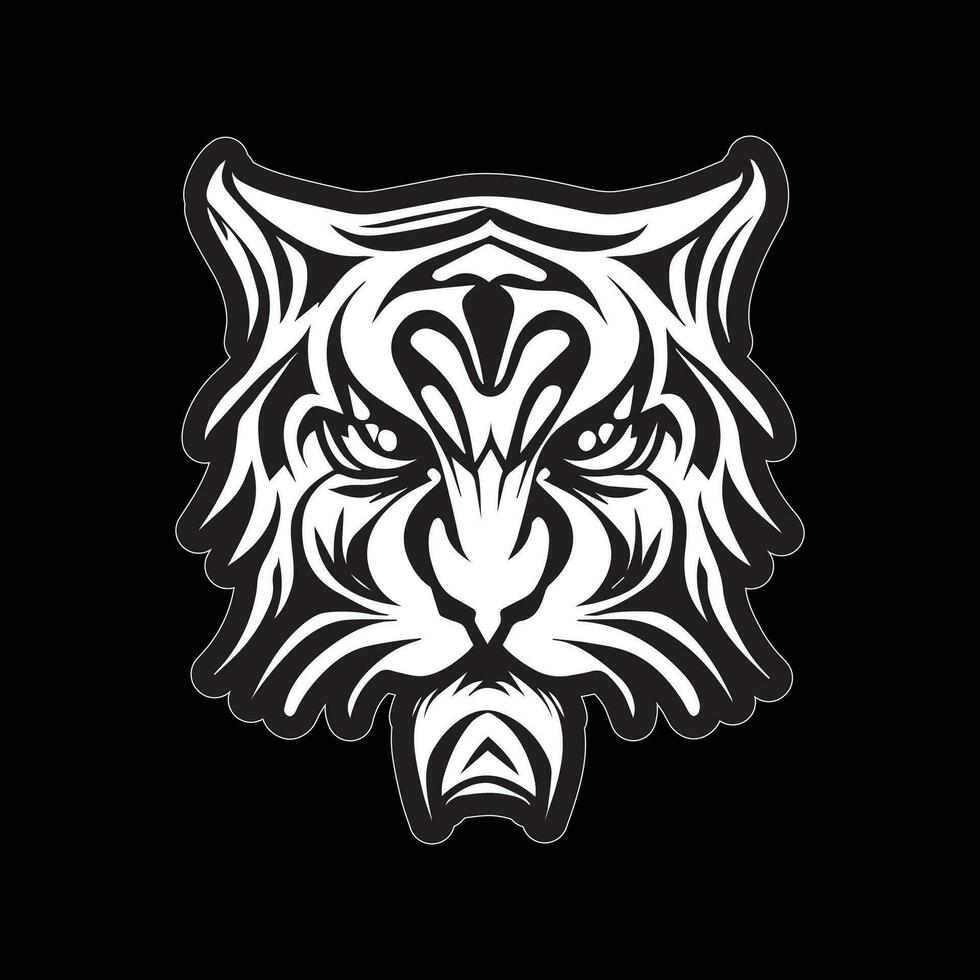 Tiger face sticker black and white for printing vector