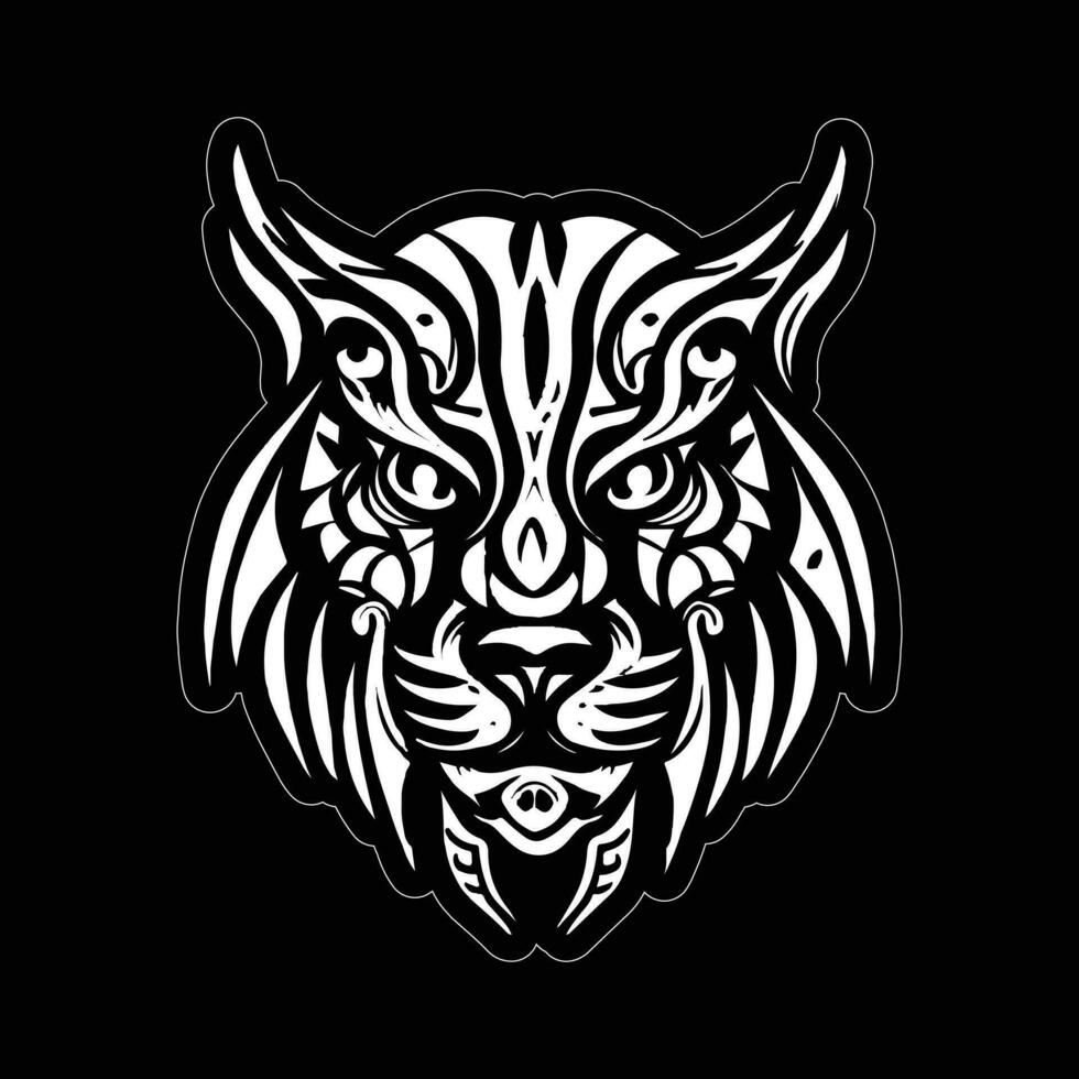 Tiger face sticker black and white for printing vector