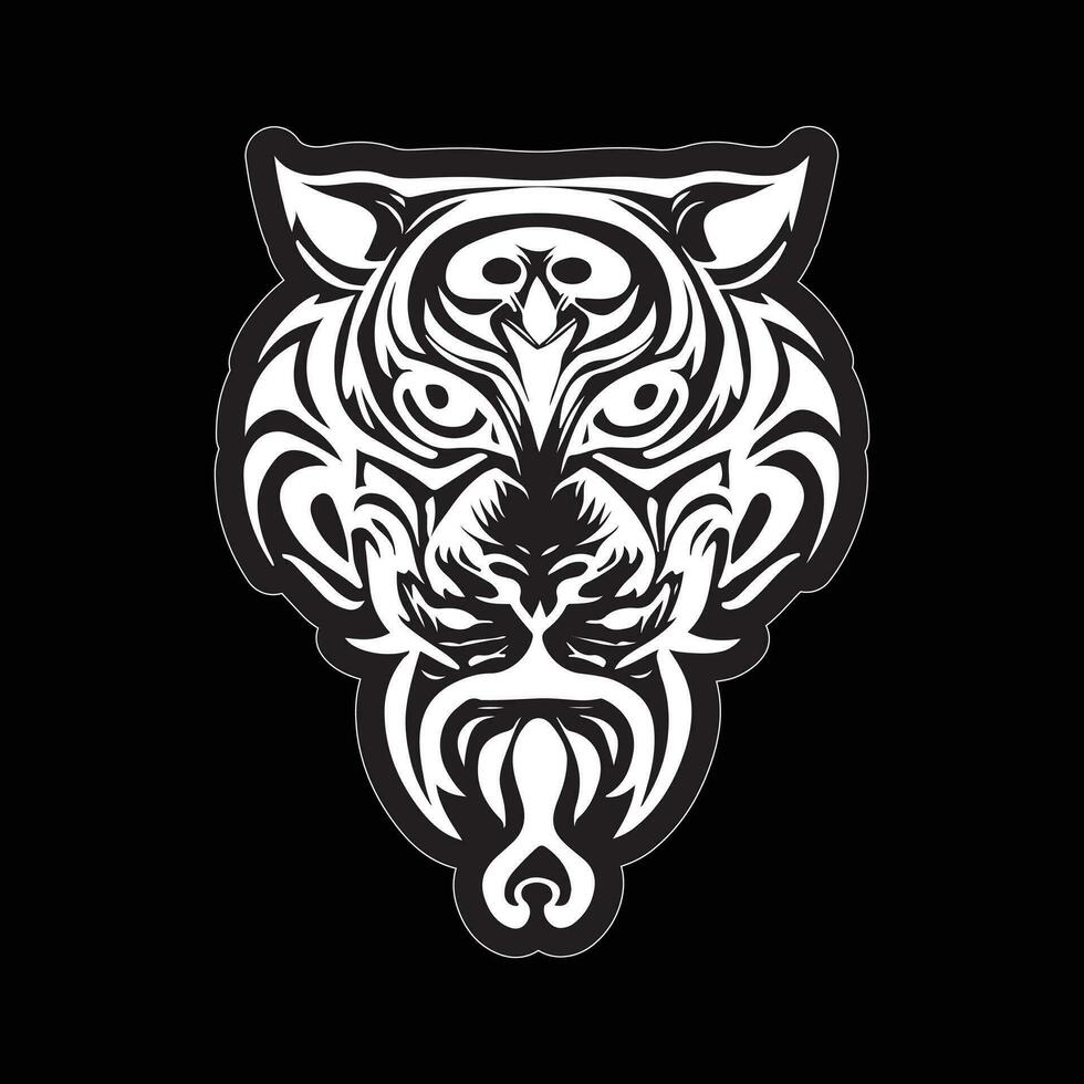 Tiger face sticker black and white for printing vector