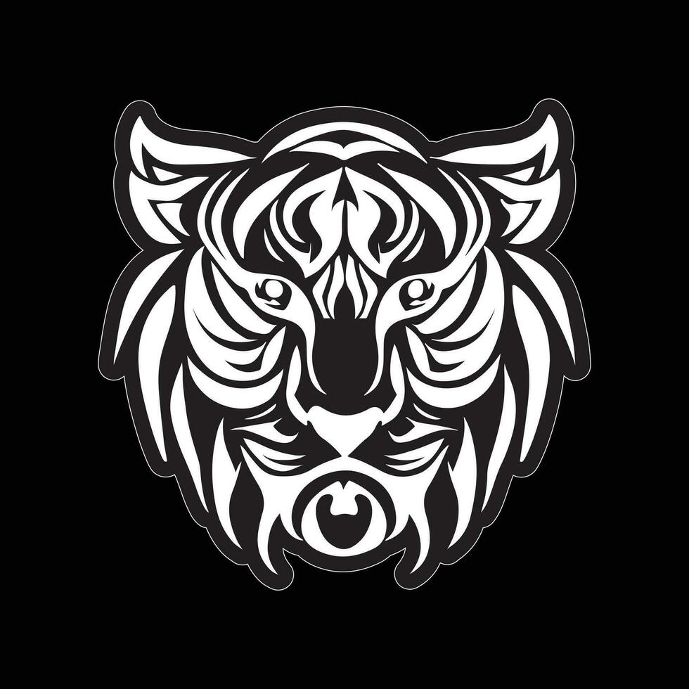 Tiger face sticker black and white for printing vector