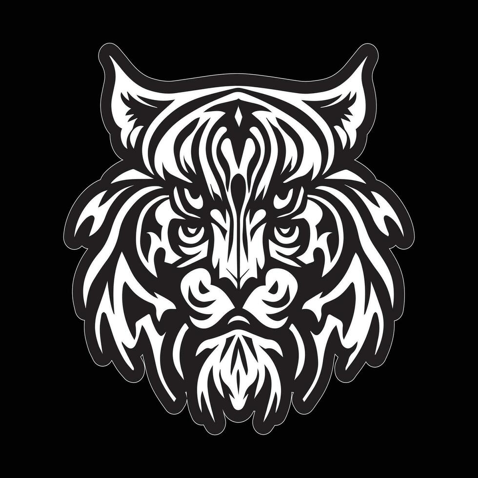 Tiger face sticker black and white for printing vector