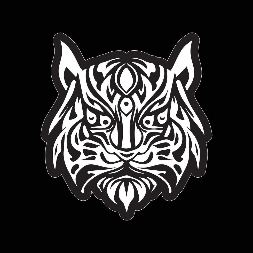 Tiger face sticker black and white for printing vector