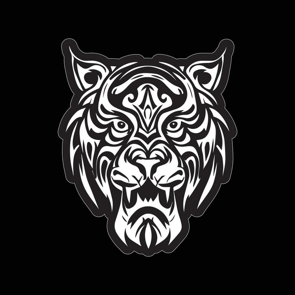 Tiger face sticker black and white for printing vector