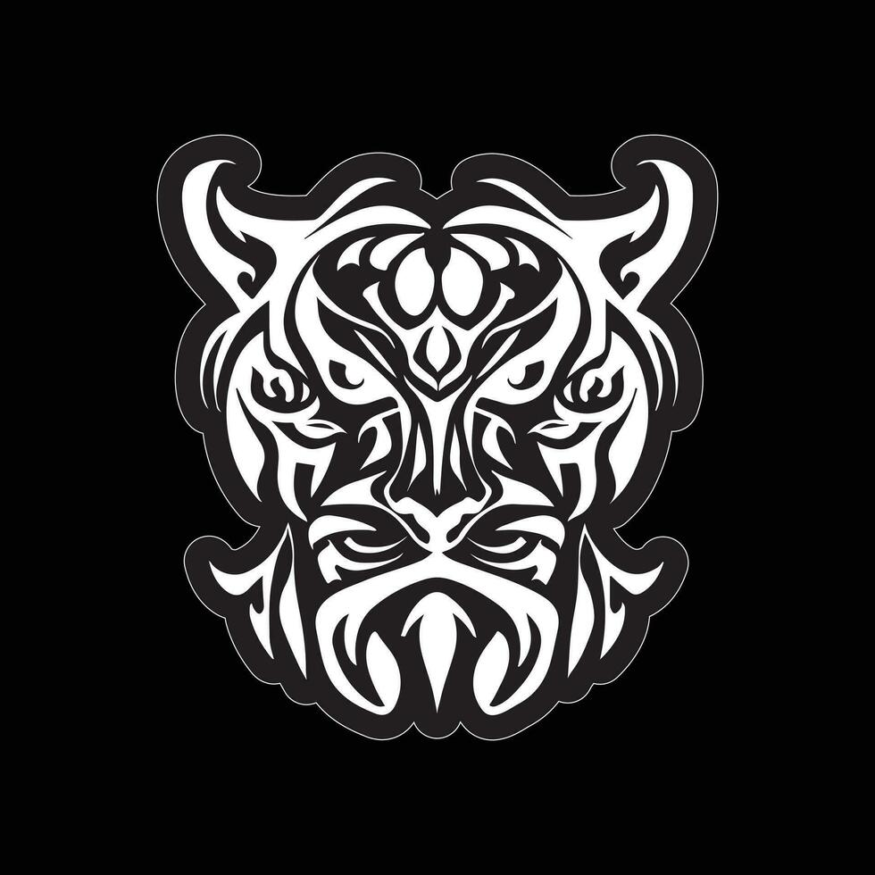 Tiger face sticker black and white for printing vector