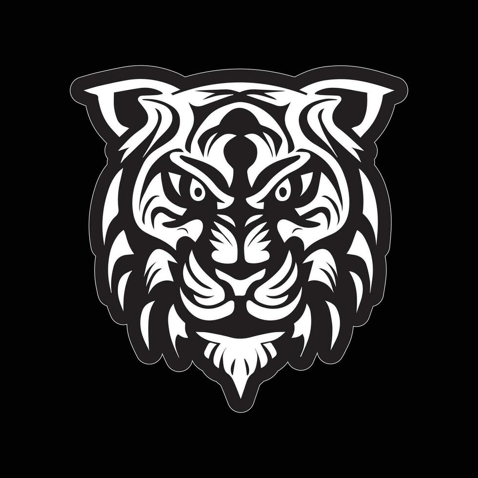 Tiger face sticker black and white for printing vector