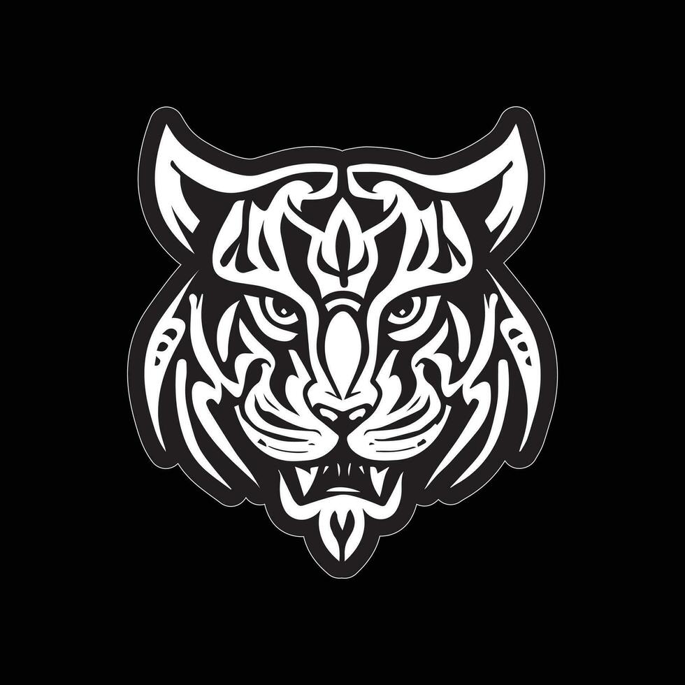 Tiger face sticker black and white for printing vector