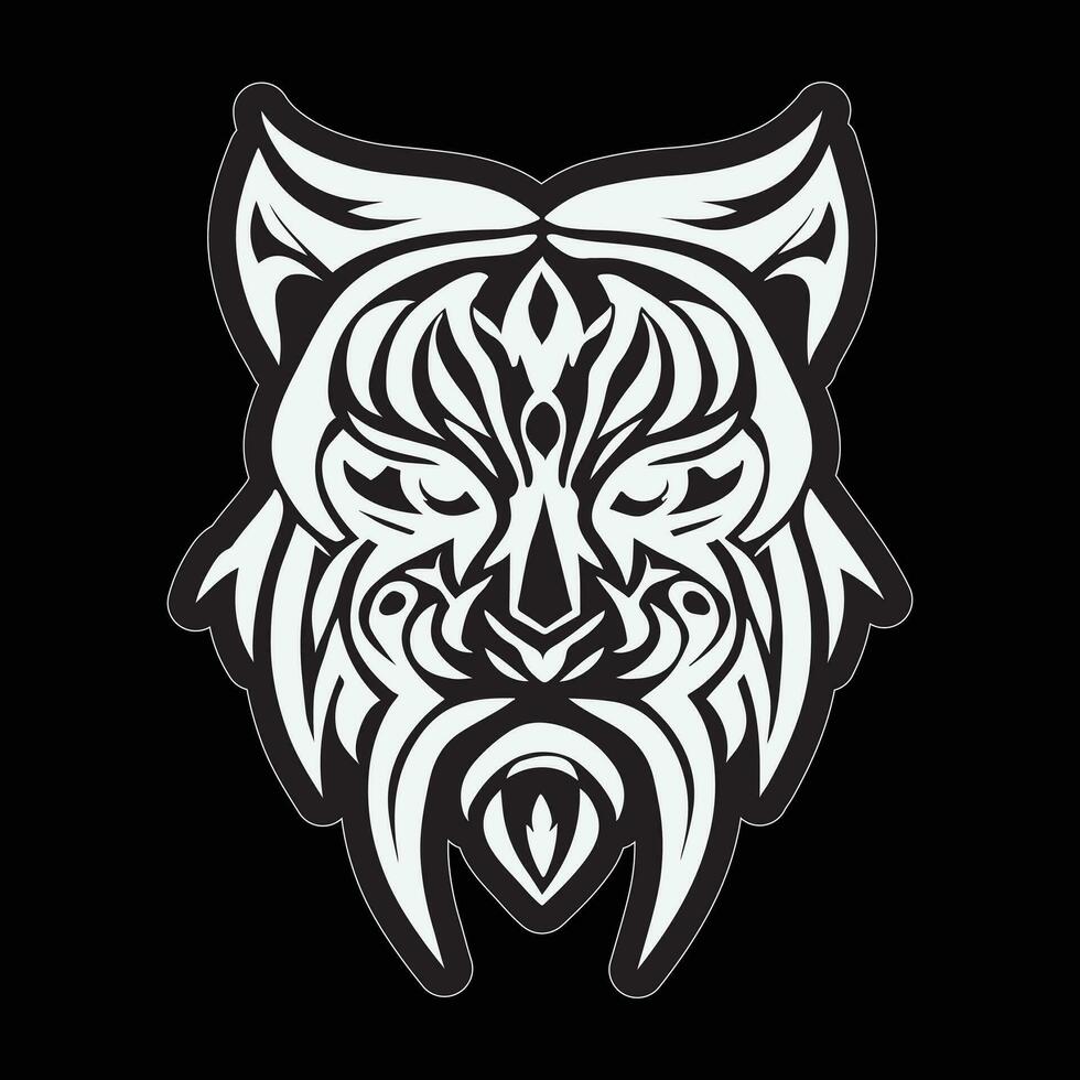 Tiger face sticker black and white for printing vector
