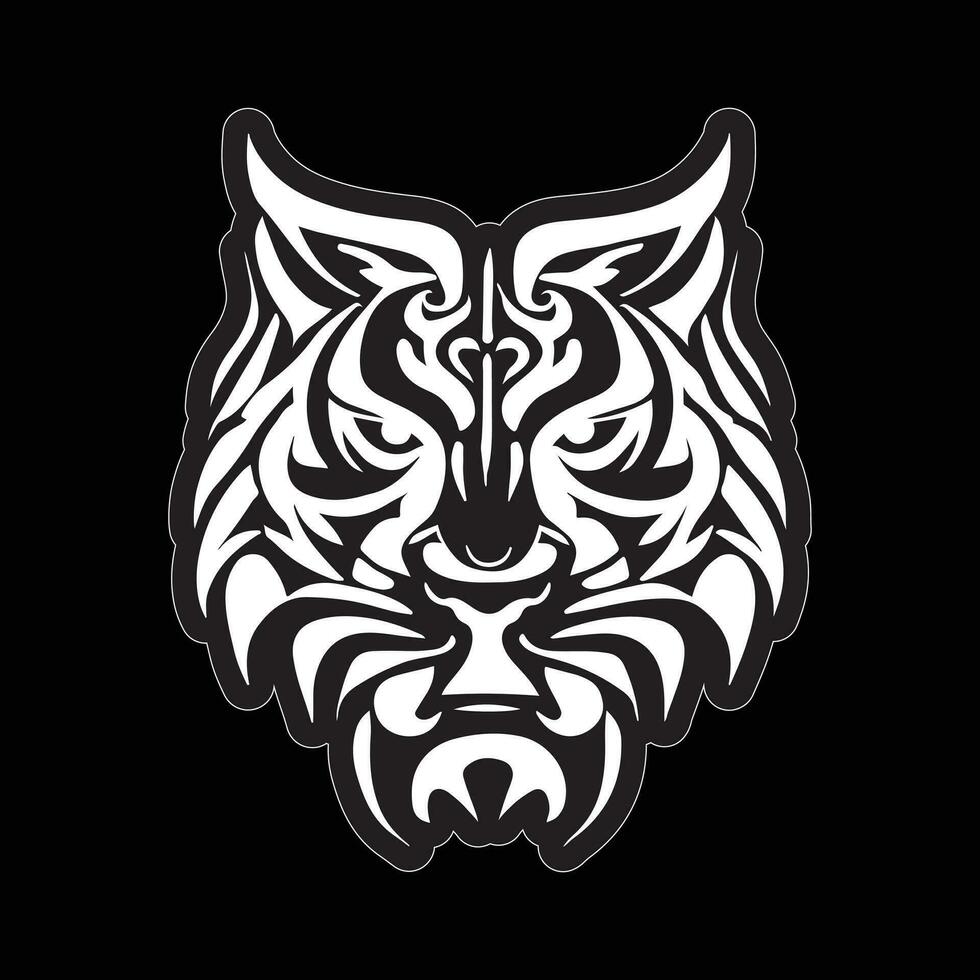 Tiger face sticker black and white for printing vector