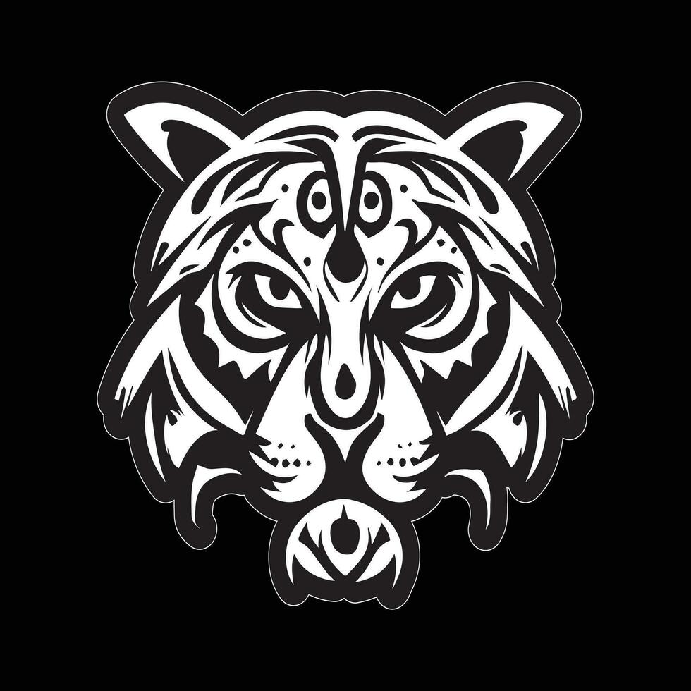 Tiger face sticker black and white for printing vector