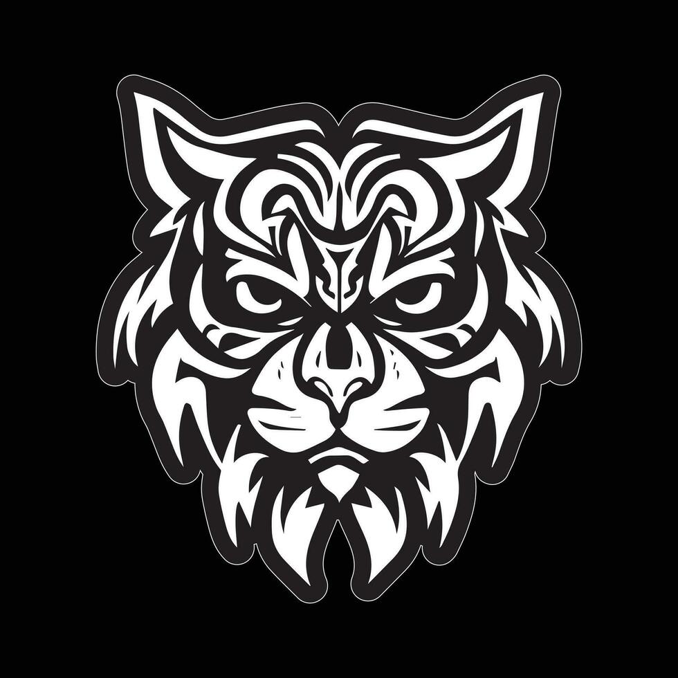 Tiger face sticker black and white for printing vector