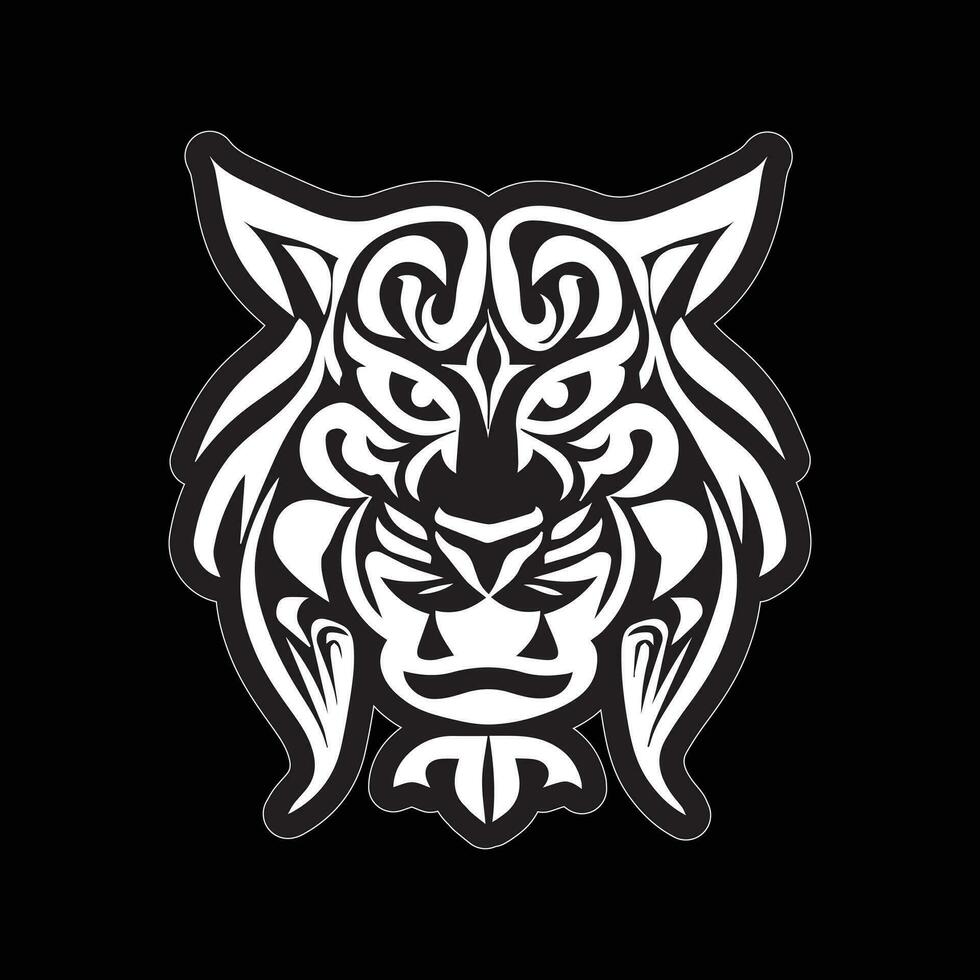 Tiger face sticker black and white for printing vector