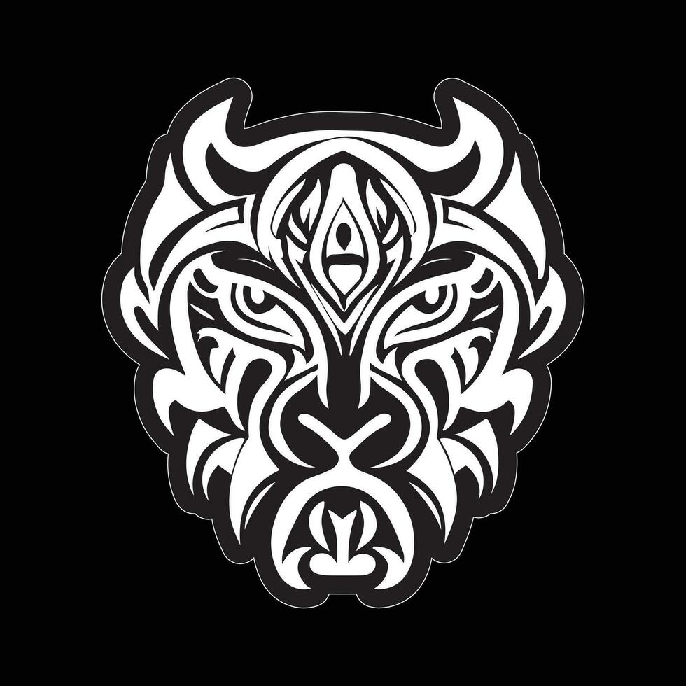 Tiger face sticker black and white for printing 27849360 Vector Art at ...