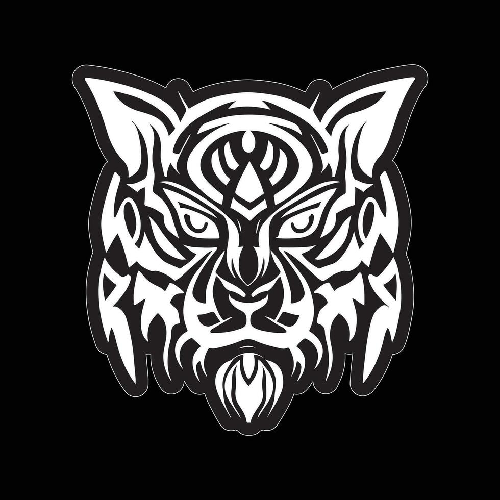 Tiger face sticker black and white for printing vector