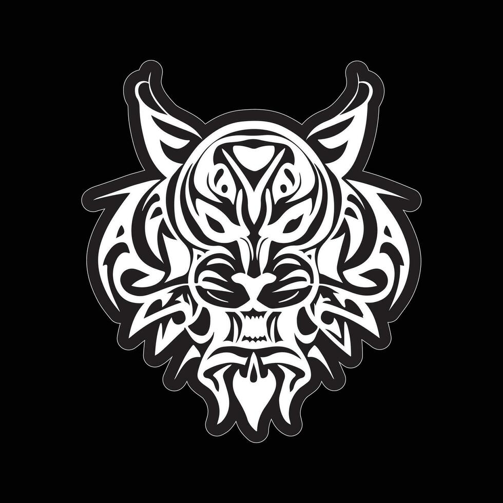 Tiger face sticker black and white for printing vector