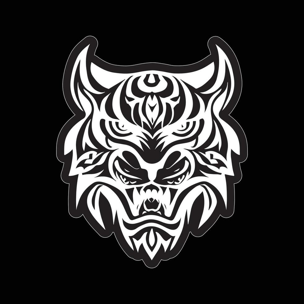 Tiger face sticker black and white for printing vector