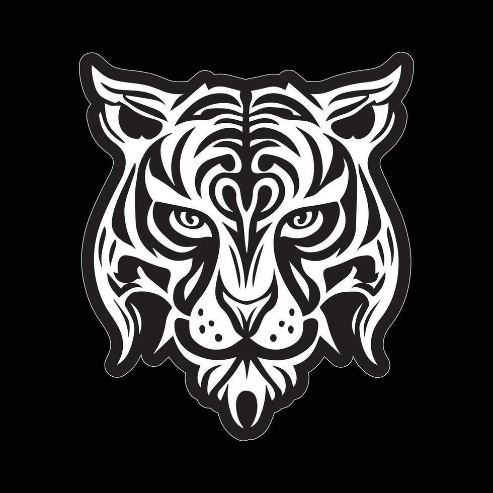 Tiger face sticker black and white for printing vector